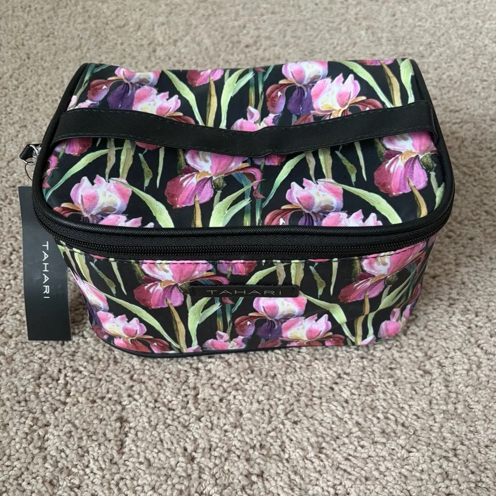 Tahari Medium Train Travel Cosmetic Case Floral Makeup Bag
